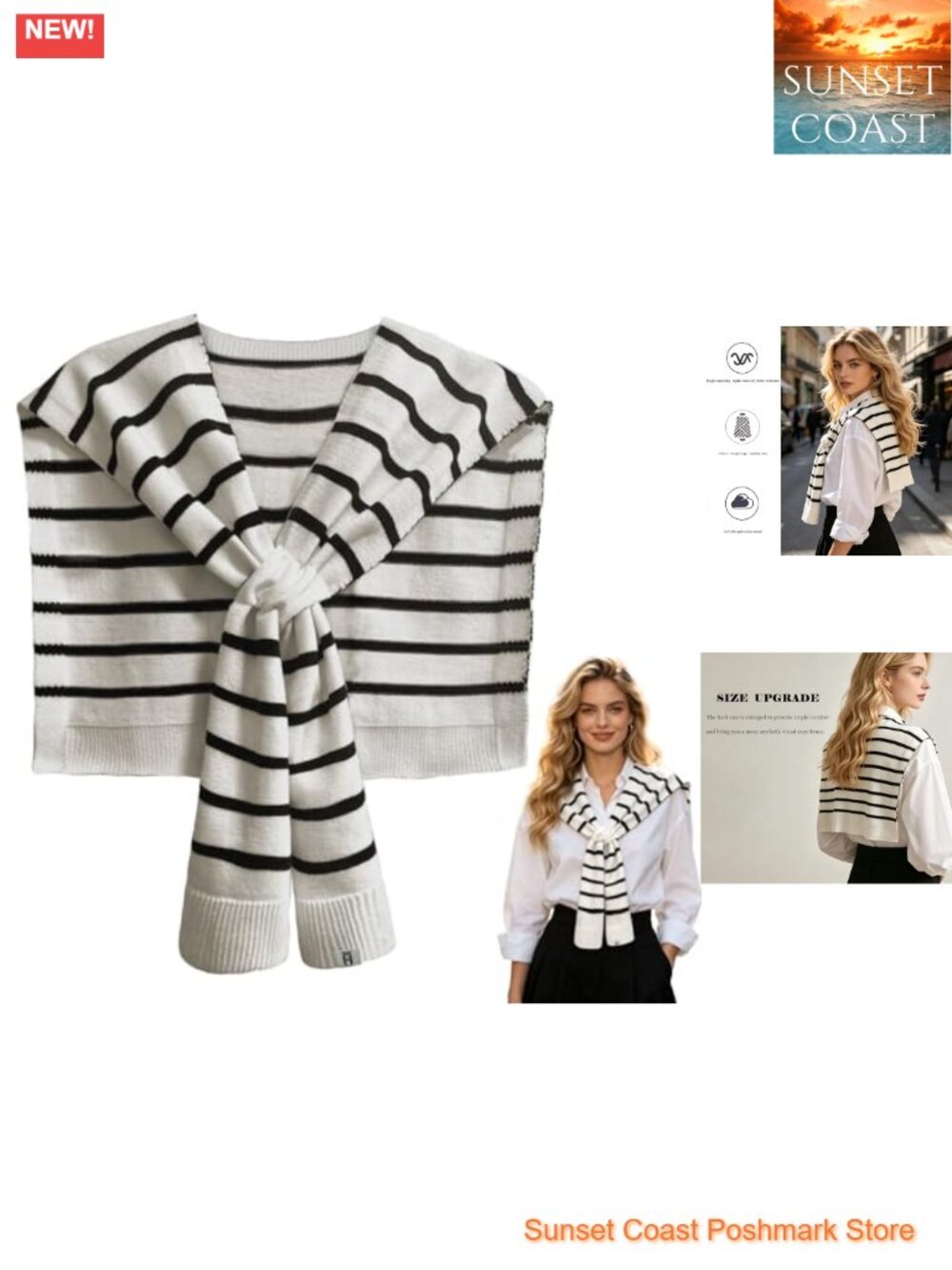 Knitted Shawl Wrap - Acrylic Cotton Lightweight Women's Scarf
